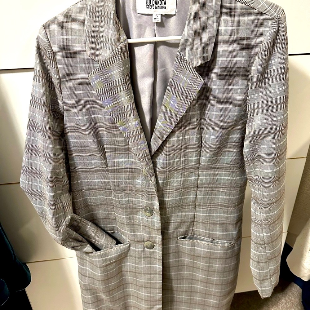 BB Dakota Grey Plaid Blazer